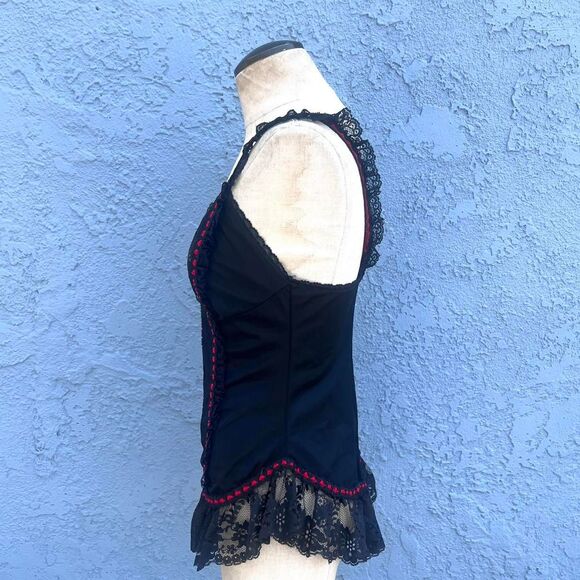 Vintage Lingerie 80s Toscca Black and red Nightie whimsygoth - Picture 6 of 8